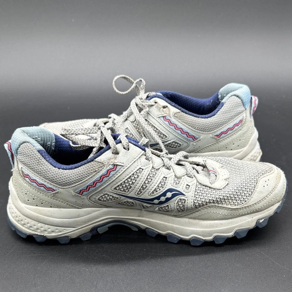 Saucony Women's Light Gray and Blue Trail Grid Excursion TR12 Casual Trainers